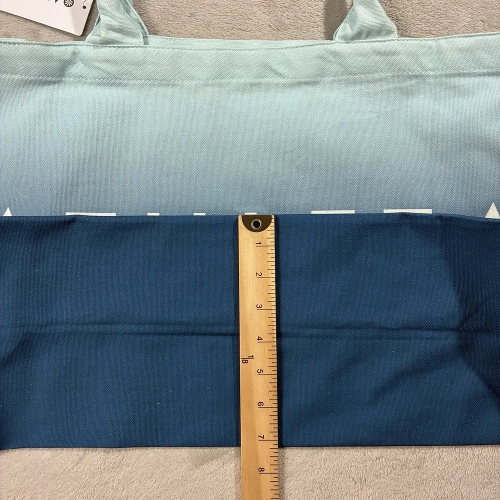 NWT Athleta Blue Ombré Large Cotton Canvas Tote Bag Coastal Casual Sporty Chic